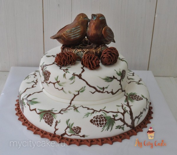 Торт с шишками и птичками торты на заказ Mycitycake