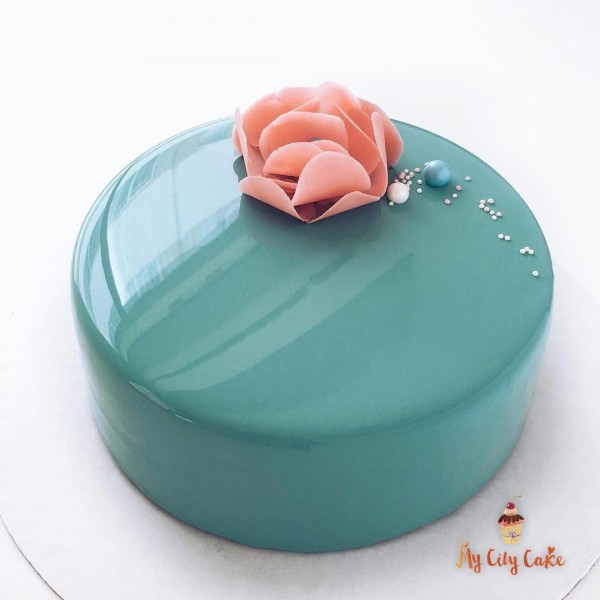 Гляссаж и цветок торты на заказ Mycitycake