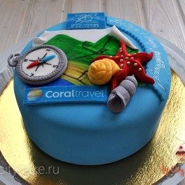 Корпоративный торт Coral travel на заказ в Красноярске