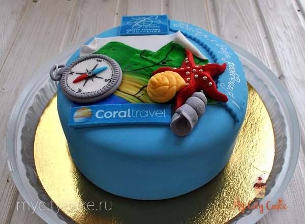 Корпоративный торт Coral travel торты на заказ Mycitycake