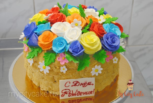 Торт с яркими розами торты на заказ Mycitycake