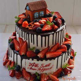 Корпоративный торт с ягодой на заказ в Красноярске