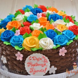 Торт корзинка с розами на заказ в Красноярске