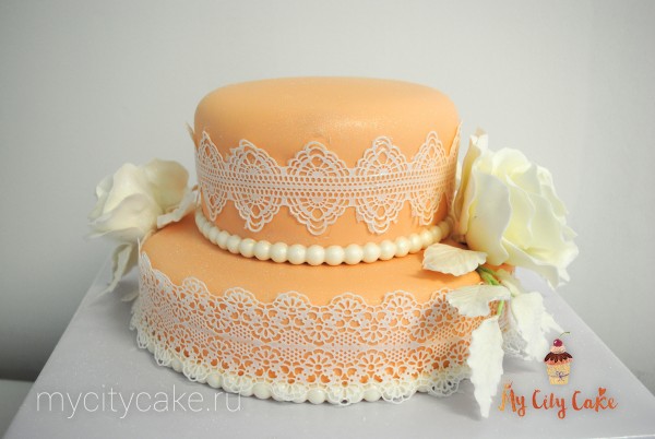 Свадебный торт с кружевами торты на заказ Mycitycake