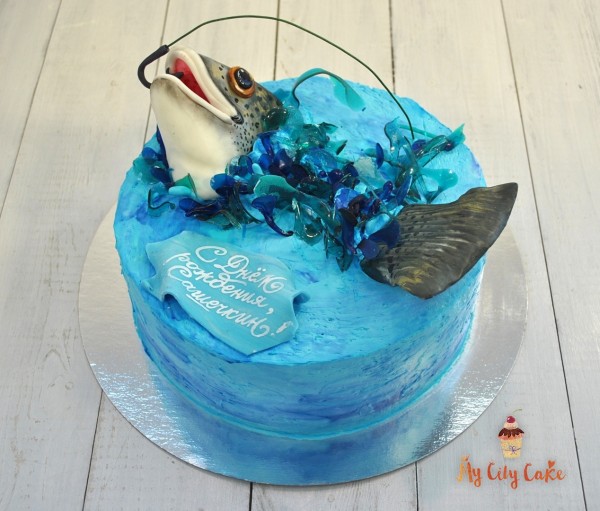 Торт с рыбой на крючке торты на заказ Mycitycake