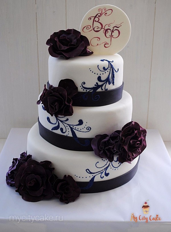 Свадебный торт в темных тонах торты на заказ Mycitycake