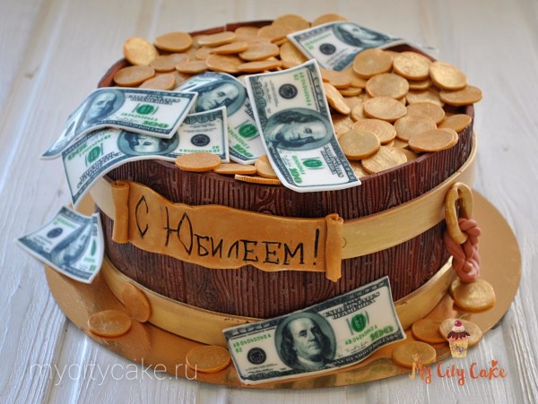 Торт бочка с деньгами торты на заказ Mycitycake