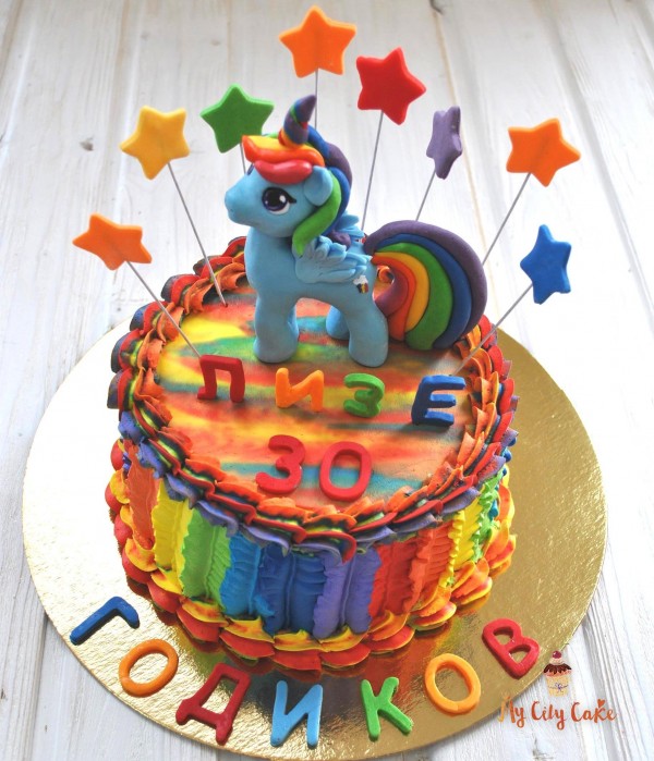 Радужный торт с пони торты на заказ Mycitycake