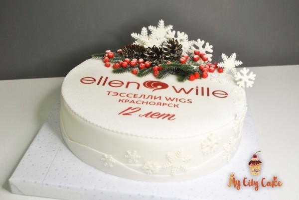 Корпоративный новогодний торт торты на заказ Mycitycake