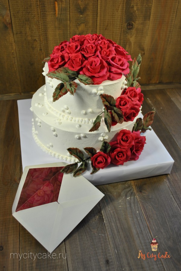 Торт с красными розами торты на заказ Mycitycake