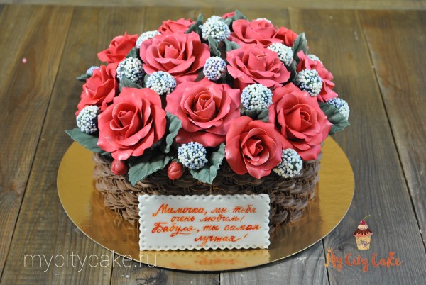 Торт в виде корзины роз торты на заказ Mycitycake