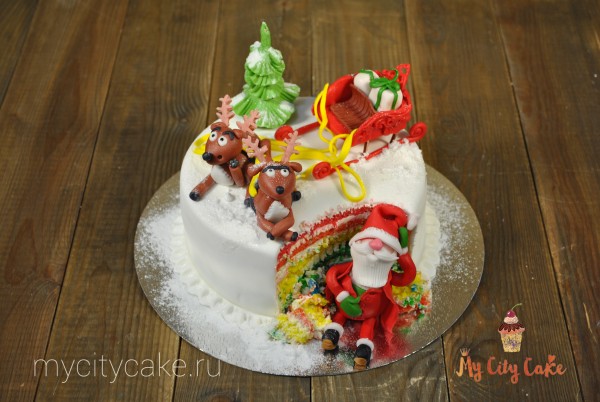 Новогодний торт с оленями торты на заказ Mycitycake