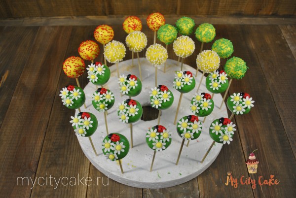 Кейк-попсы Ромашки торты на заказ Mycitycake
