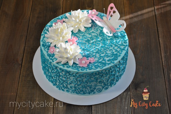 Нежный торт с бабочкой торты на заказ Mycitycake