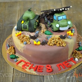 Торт с танком и машиной на заказ в Красноярске