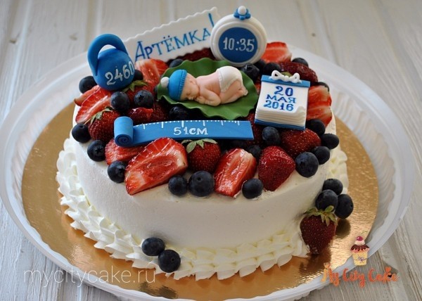 Торт с ягодой и биометрическими данными торты на заказ Mycitycake