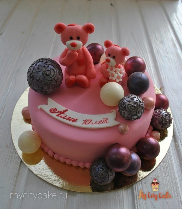 Детский торт с мишками и шариками торты на заказ Mycitycake