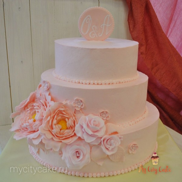 Свадебный торт с розами торты на заказ Mycitycake