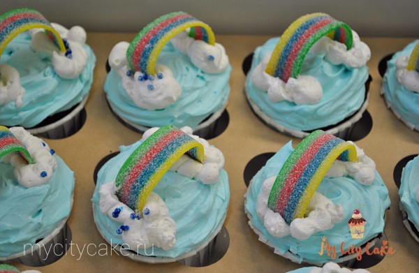 Капкейки с радугой торты на заказ Mycitycake