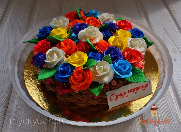 Торт корзина с розами торты на заказ Mycitycake