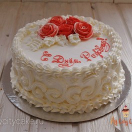 Торт на день рождения с розочками на заказ в Красноярске