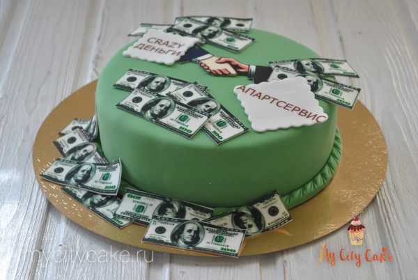 Корпоративный торт с долларами торты на заказ Mycitycake