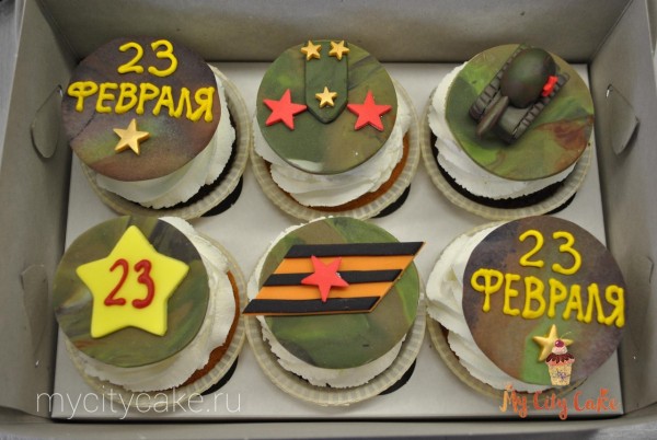 Капкейки для мужчины на 23 февраля торты на заказ Mycitycake