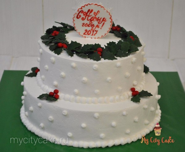 Двухъярусный торт на новый год торты на заказ Mycitycake