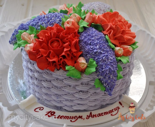 Торт корзина с цветами торты на заказ Mycitycake
