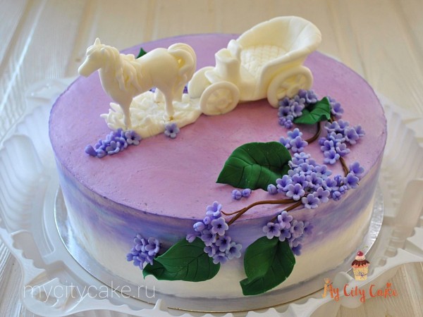 Свадебный торт с веткой сирени торты на заказ Mycitycake