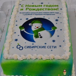 Корпоративный торт «Сибирские сети» на новый год на заказ в Красноярске