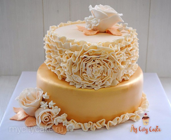 Свадебные торт в персиковых тонах 2 торты на заказ Mycitycake