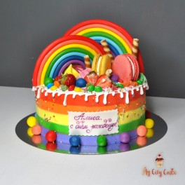 Яркий радужный торт на заказ в Красноярске