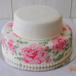 Свадебный торт с ручной росписью на заказ в Красноярске