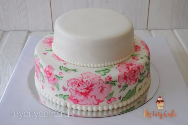 Свадебный торт с ручной росписью торты на заказ Mycitycake