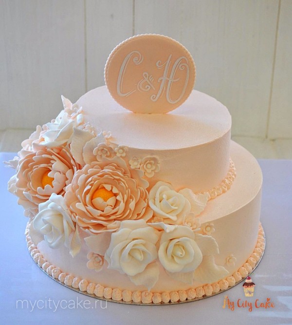 Свадебный торт нежно-персиковый торты на заказ Mycitycake