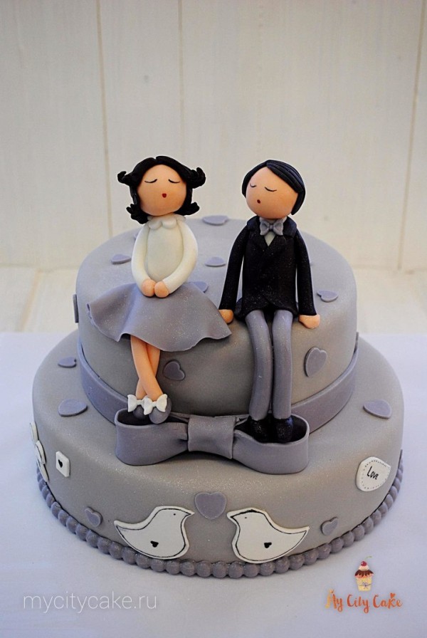 Свадебный торт в серых тонах торты на заказ Mycitycake