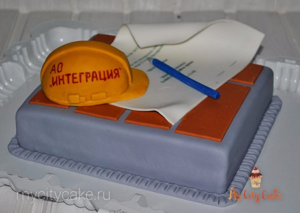 Корпоративный торт на день строителя торты на заказ Mycitycake