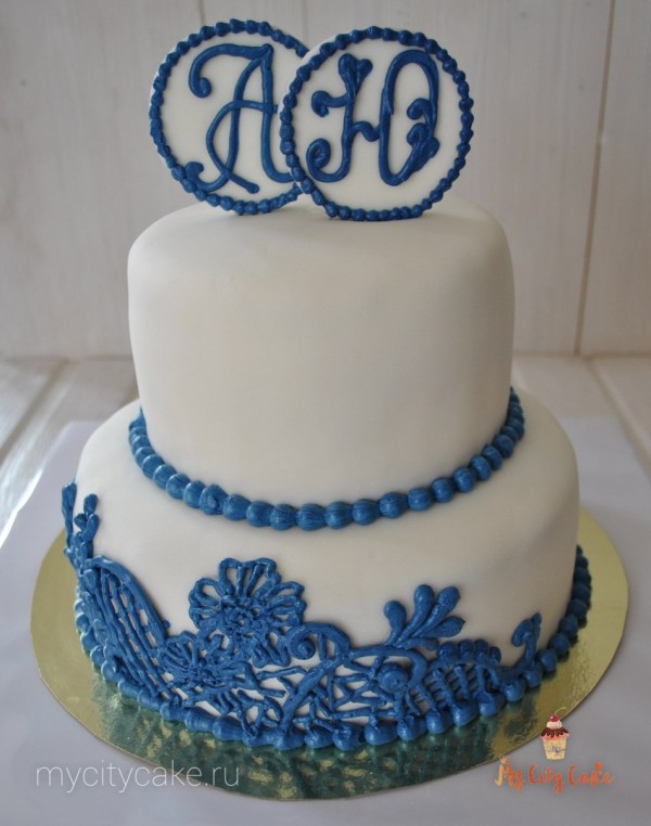 Свадебный торт с иницалами торты на заказ Mycitycake