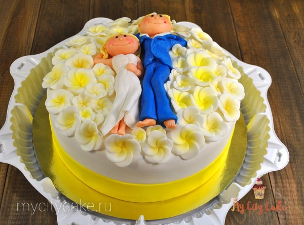 Свадебный торт с желтыми  цветами торты на заказ Mycitycake