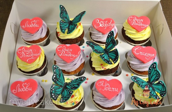 Капкейки с бабочками торты на заказ Mycitycake